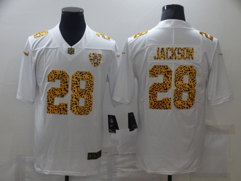 Men's Las Vegas Raiders #28 Josh Jacobs 2020 White Leopard Print Fashion Limited Stitched NFL Jersey